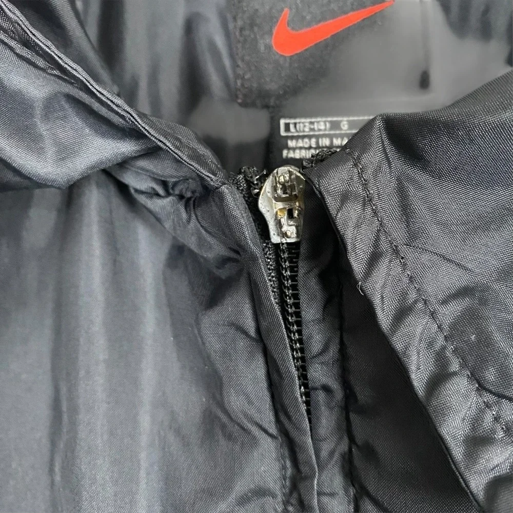 Nike Jacket womens Large Black Blue Full‎ Zip Windbreaker Mesh Lined Pockets 90s